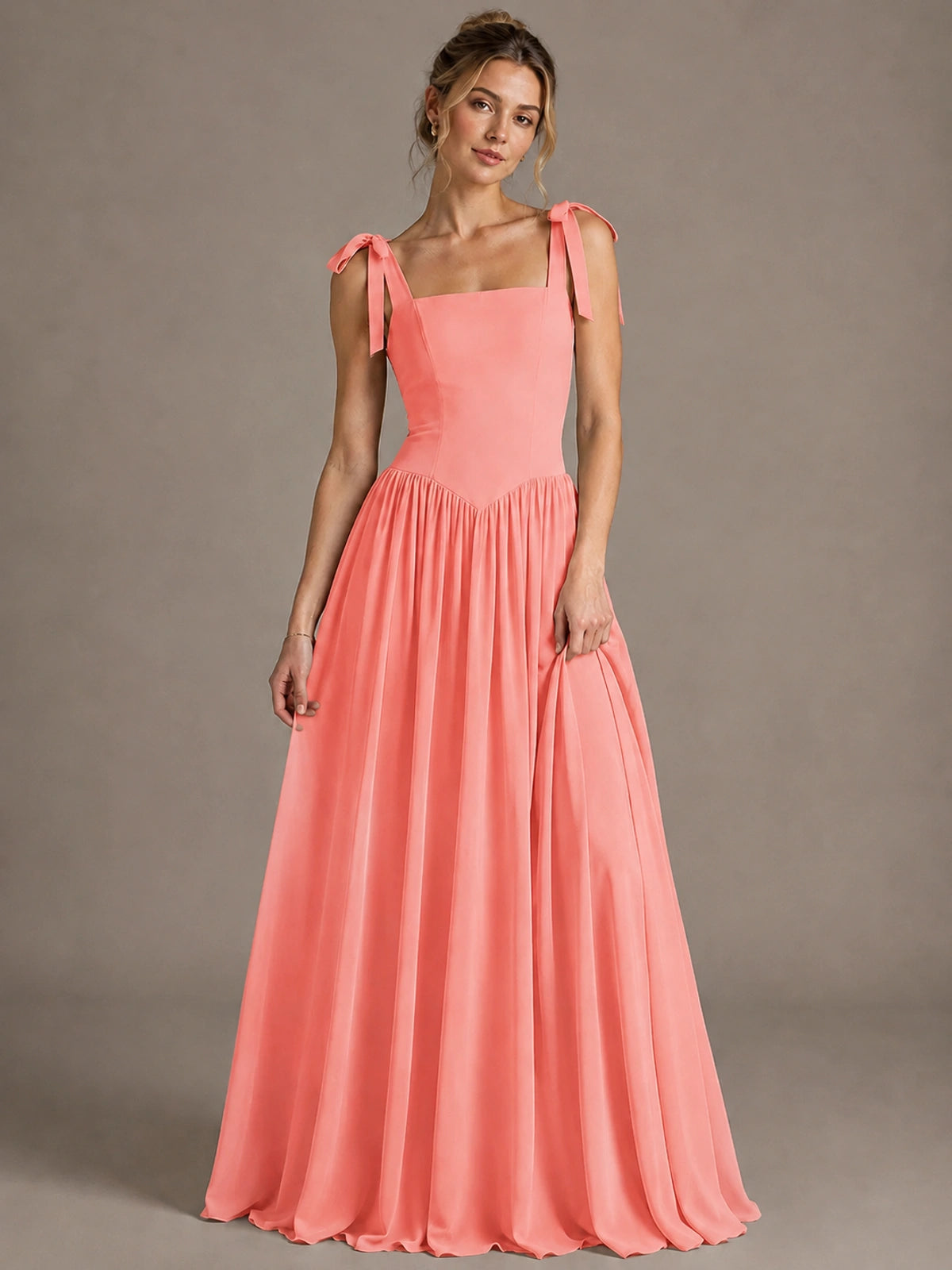 Square Neck A-Line Maxi Dress