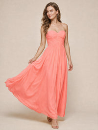 Strapless Pleated Chiffon A-Line Bridesmaid Dress