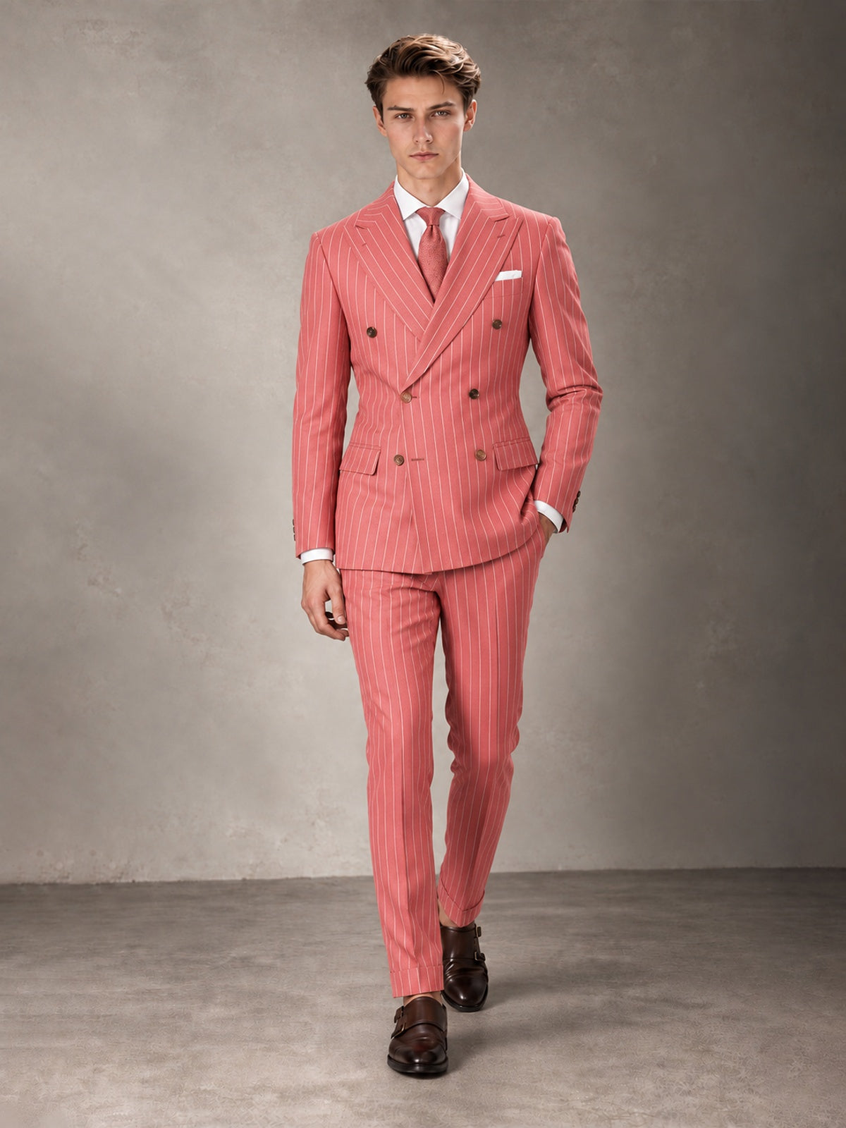 Double Breasted Pinstripe Men's Suit 2 Piece (Jacket & Pants) for Wedding & Formal Prom