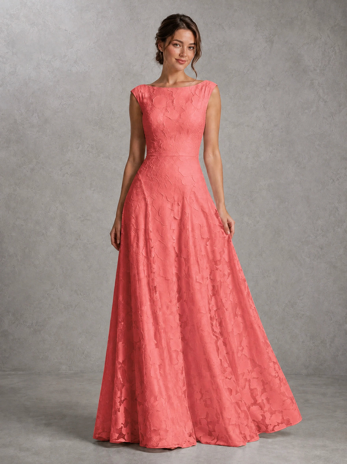 Blush Pink Lace Applique A-Line Bridesmaid Dress