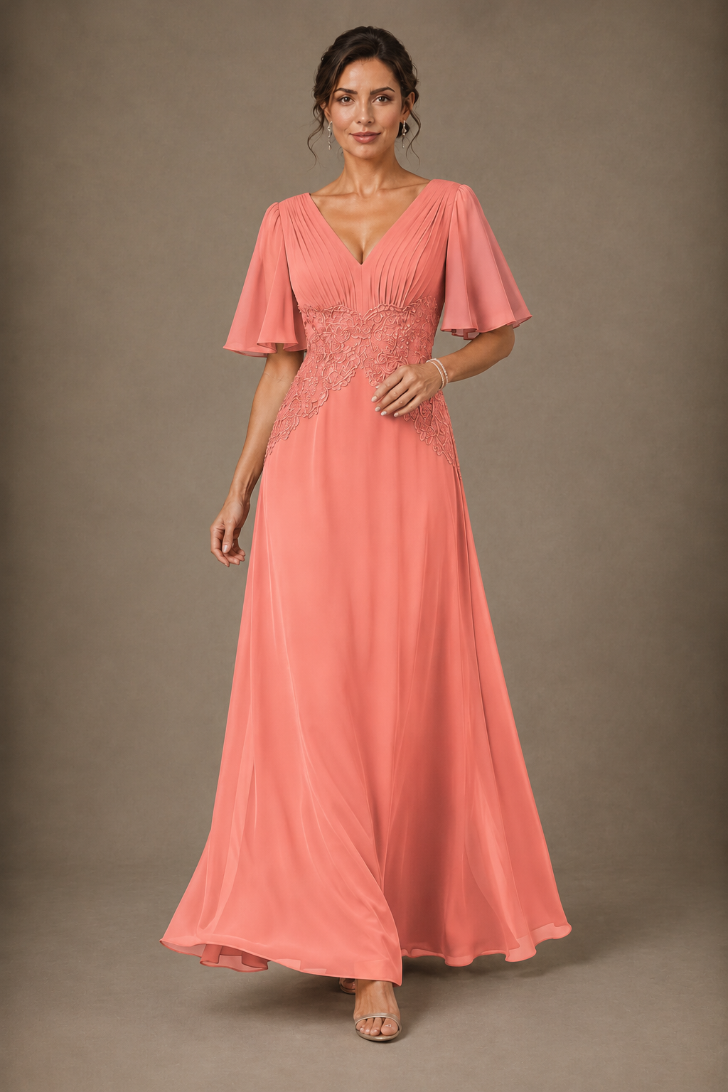 A-Line Chiffon Mother of the Bride Dress with Applique