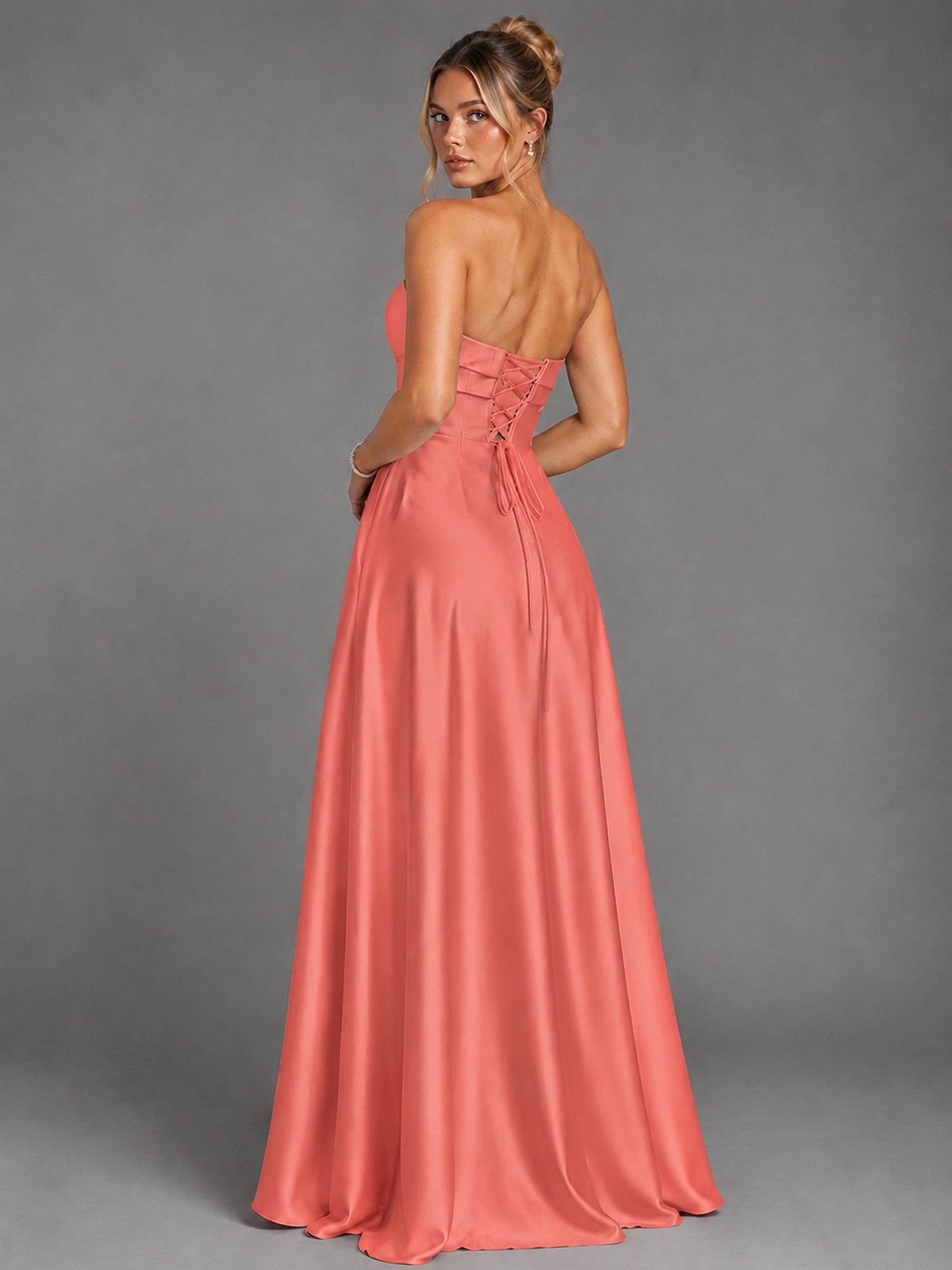 Sweetheart Neck Strapless Satin A-Line Prom Dress