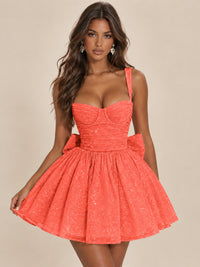 Sweetheart Glitter Tulle Puffy Mini Dress with Bow