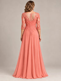 Sequin Lace A-Line Mother of the Bride Dress with 3/4 Sleeves