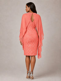 Floral Sheath Mother of the Bride Dress with Cape Overlay