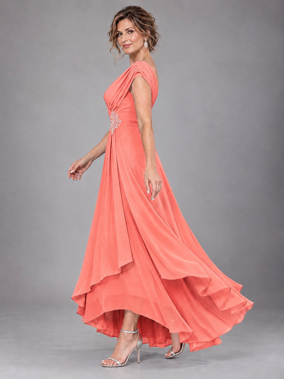 Cap Sleeve Chiffon A-Line Mother of the Bride Dress