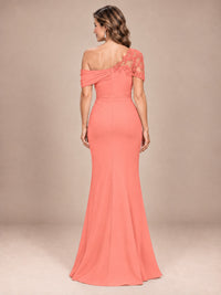 One Shoulder Chiffon Mother of The Bride Dress