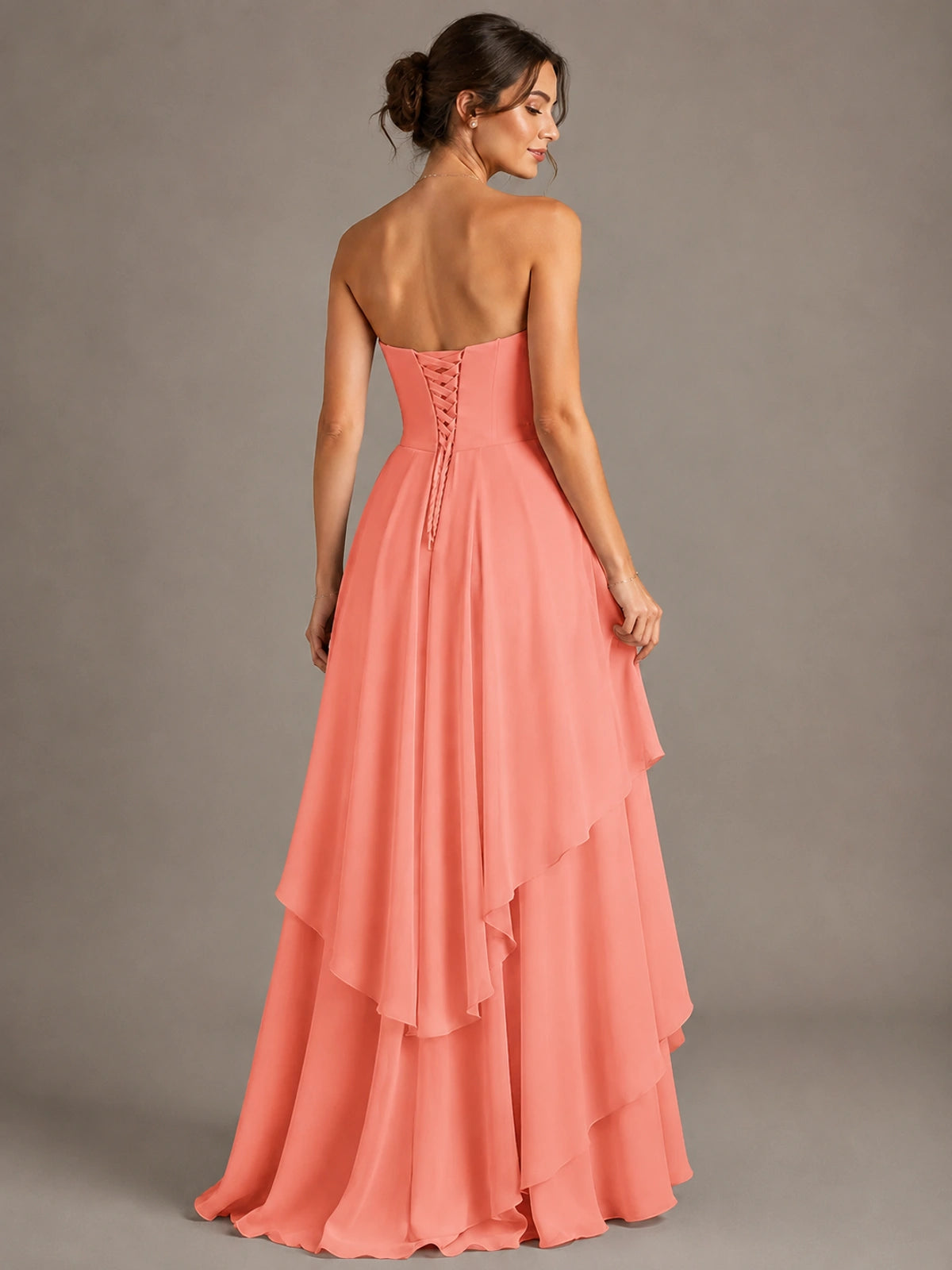 Strapless Ruffle A-Line Maxi Dress