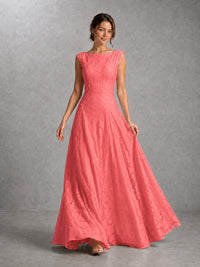 Blush Pink Lace Applique A-Line Bridesmaid Dress