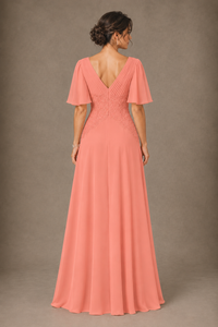 A-Line Chiffon Mother of the Bride Dress with Applique