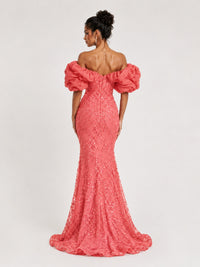 Sequin Off-Shoulder Ruffle Mermaid Prom Dress