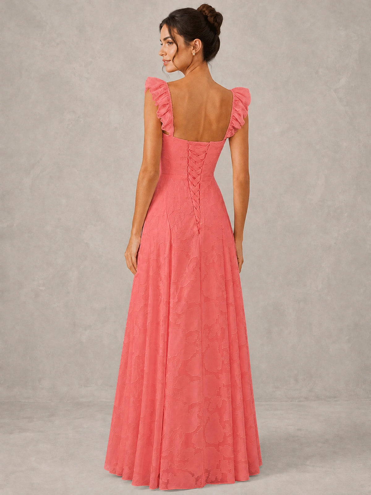 Jacquard Square Neck A-Line Maxi Dress