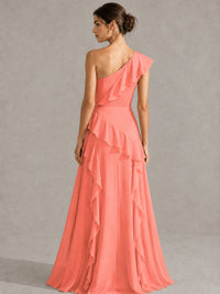Sage Green One Shoulder Ruffle Bridesmaid Dress