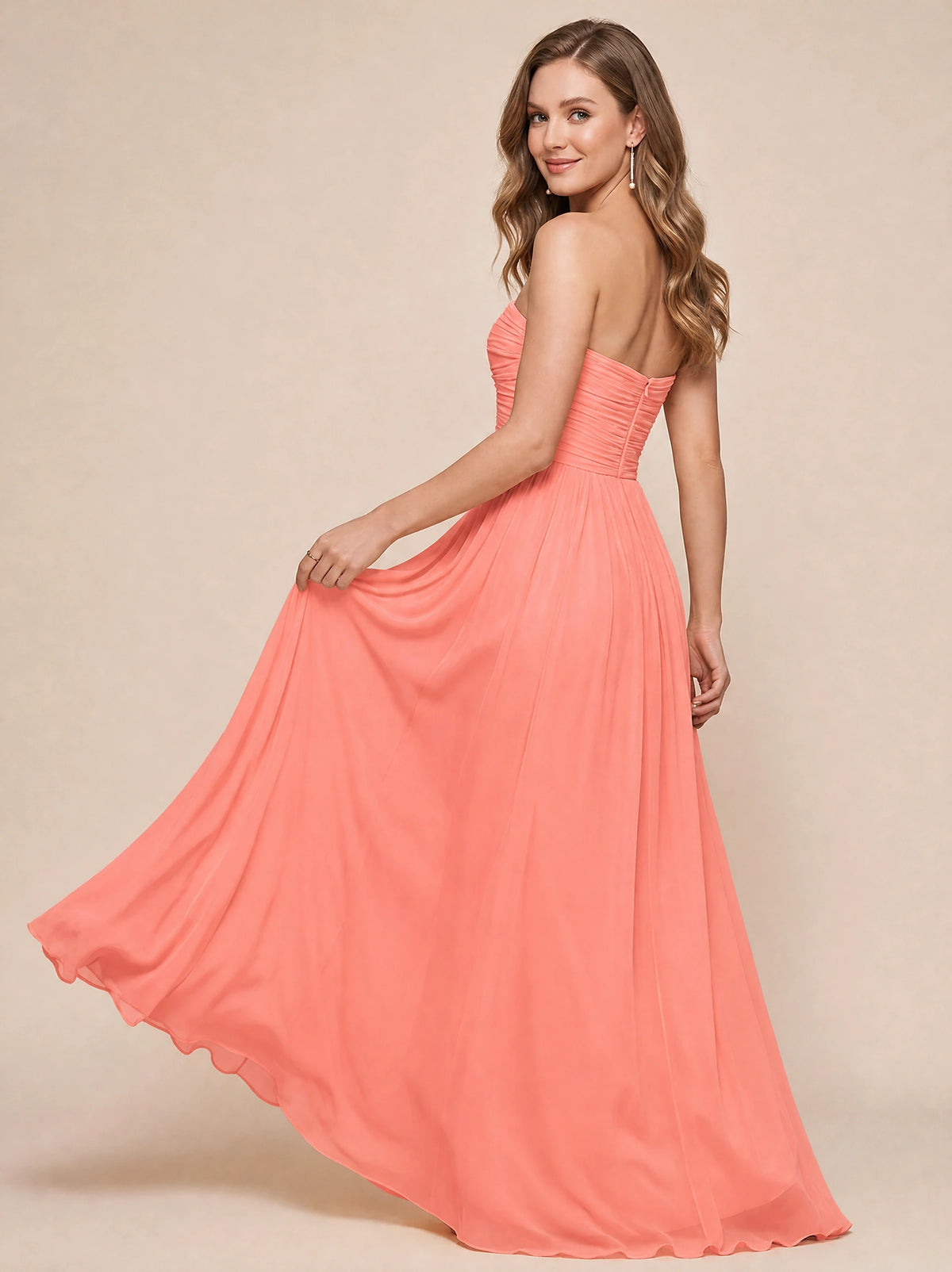 Strapless Pleated Chiffon A-Line Bridesmaid Dress