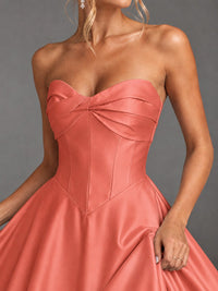 Sweetheart Neck Strapless Satin A-Line Prom Dress