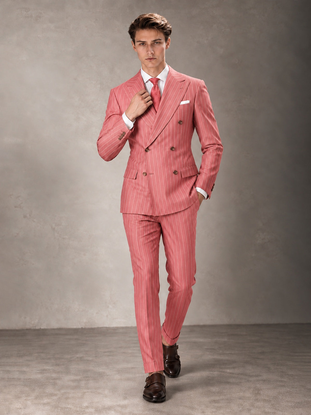 Double Breasted Pinstripe Men's Suit 2 Piece (Jacket & Pants) for Wedding & Formal Prom