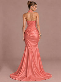 Sparkling Halter Corset Satin Mermaid Prom Dress