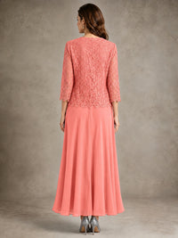 2-Piece Chiffon Mother of the Bride Dress with Lace Jacket