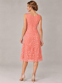 Tea Length Sequin Lace Mother of The Bride Dress with Chiffon Jacket