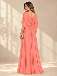 Ruched V Neck Mother of The Bride Dresses with Shawls Appliques and Cap Sleeves