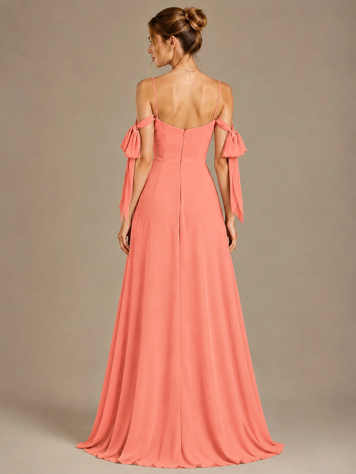A-Line Ruffles Chiffon Bridesmaid Dress with Slit