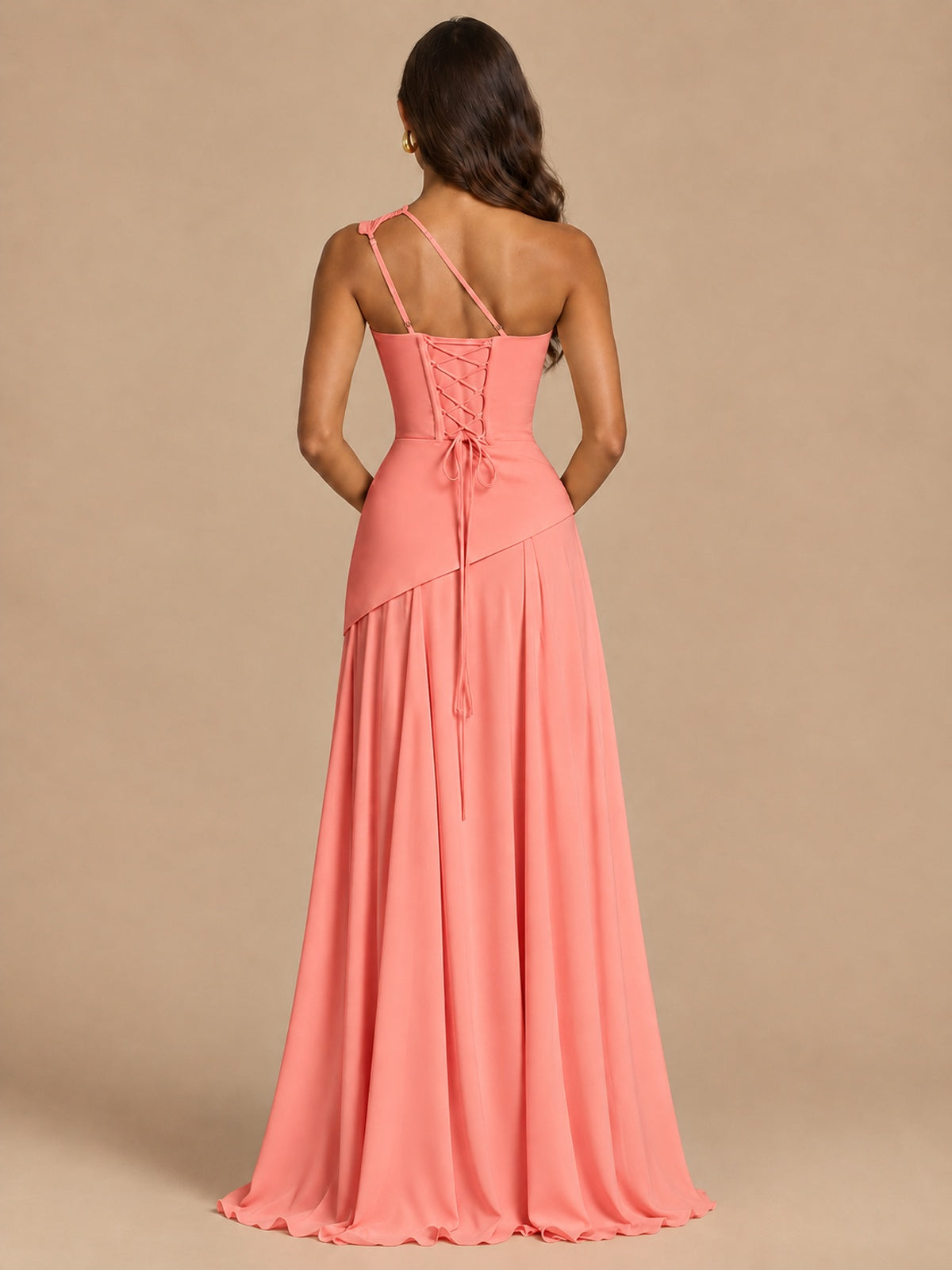 One Shoulder Prom Dress A-line Ruched Women Wedding Formal Gowns