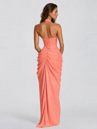 Ruched Halter Neck High-Slit Prom & Evening Dress