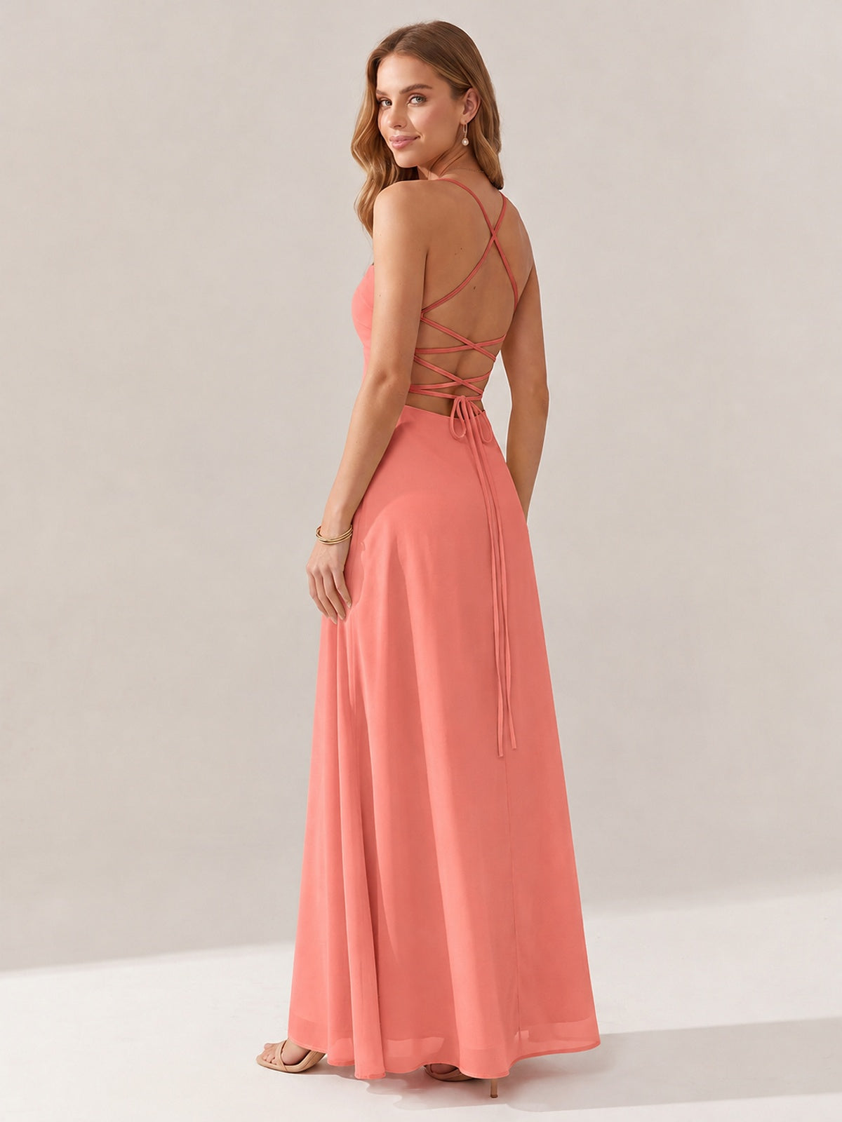 JOVELLEE Yellow Sweetheart Ruched Bust Chiffon Maxi Dress