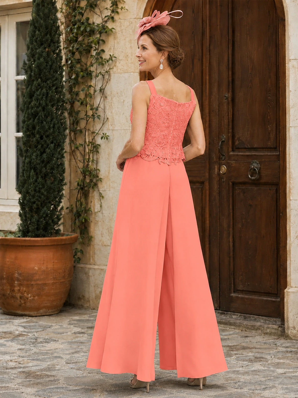 Elegant 3-Piece Chiffon Mother of the Bride Pantsuit with Floral Applique Jacket