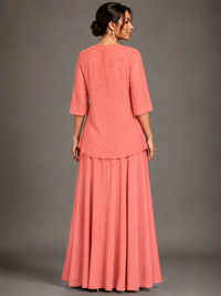 A-line 2 Pieces Chiffon Appliques Mother of The Bride Dresses with Jackets