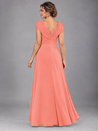 Cap Sleeve Chiffon A-Line Mother of the Bride Dress