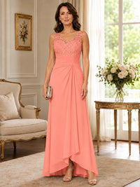 Elegant Chiffon Mother of the Bride Dress with Lace Applique and Cape Sleeves