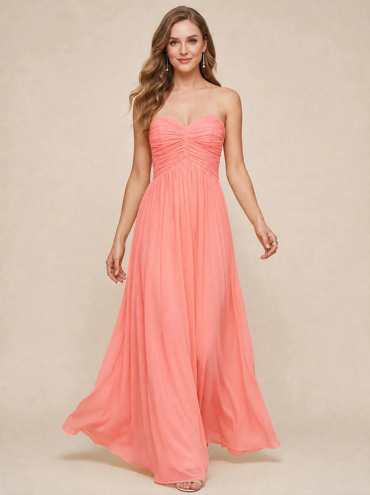 Strapless Pleated Chiffon A-Line Bridesmaid Dress