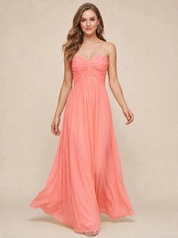 Strapless Pleated Chiffon A-Line Bridesmaid Dress
