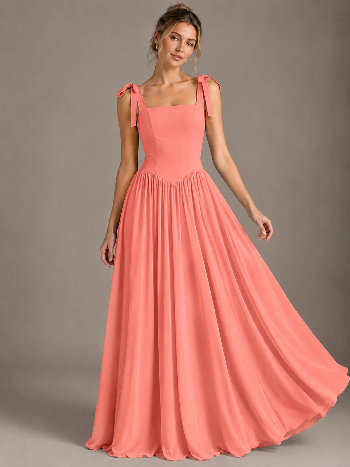 Square Neck A-Line Maxi Dress