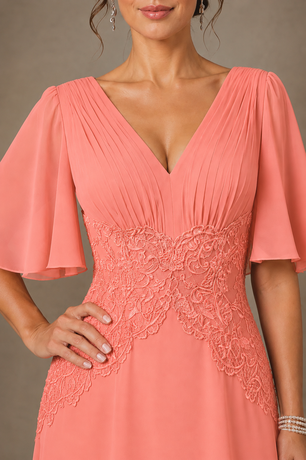 A-Line Chiffon Mother of the Bride Dress with Applique