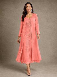 Sequin Chiffon Mother of the Bride Dress with Jacket
