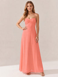 JOVELLEE Yellow Sweetheart Ruched Bust Chiffon Maxi Dress