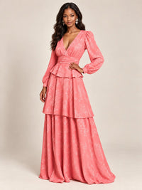 Blush Pink Floral Long Sleeve Maxi Dress