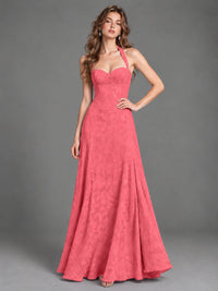 A-Line Halter Floral Chiffon Maxi Dress