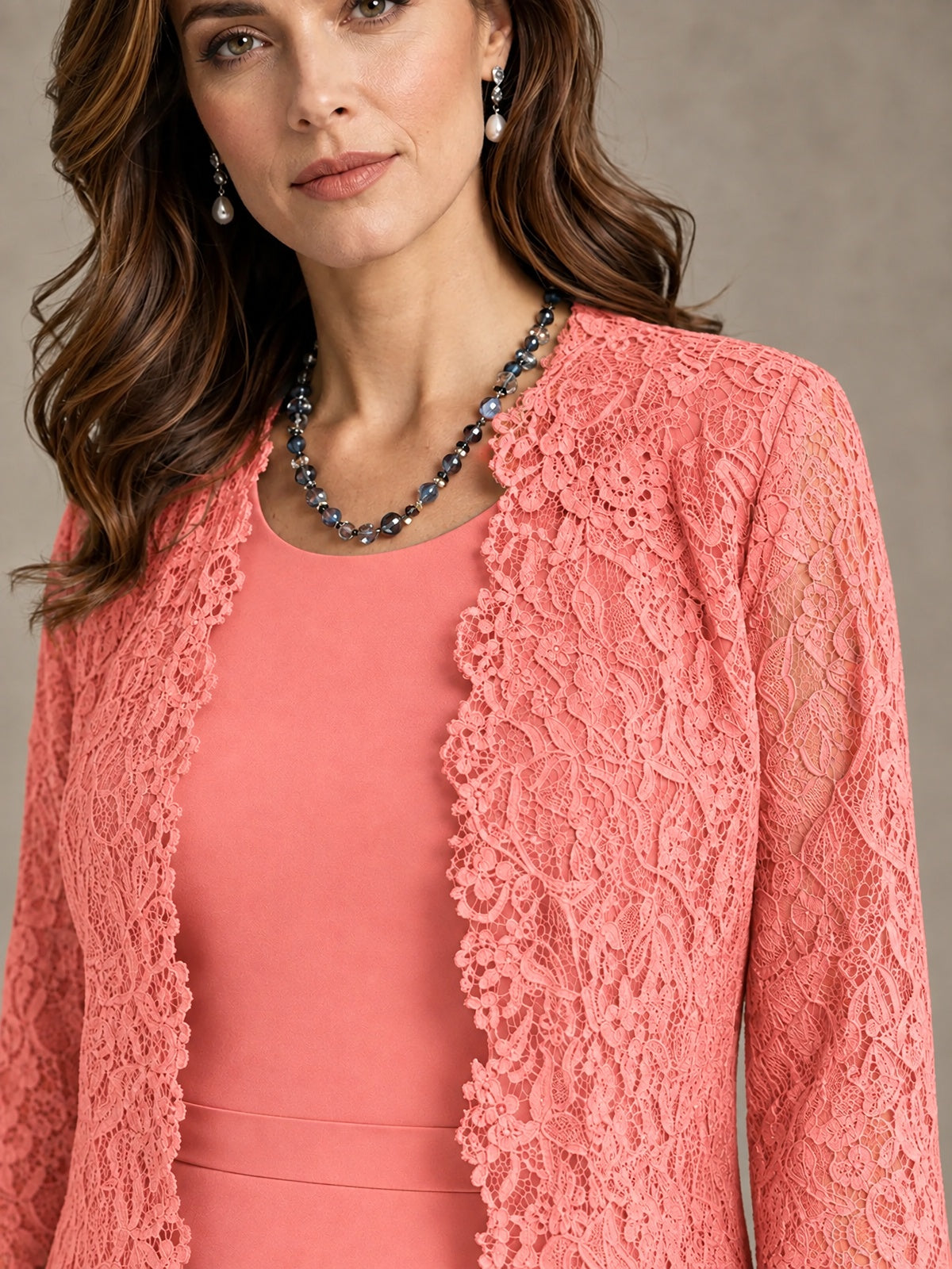 2-Piece Chiffon Mother of the Bride Dress with Lace Jacket
