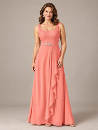 Blush Pink A-Line Mother of the Bride Dress with Lace Jacket and Ruffles