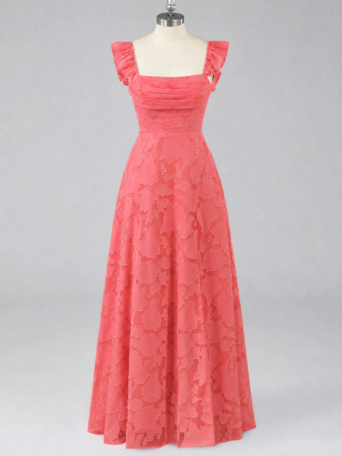 Jacquard Square Neck A-Line Maxi Dress