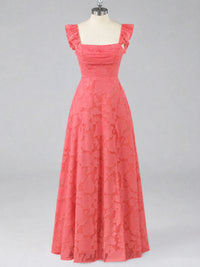 Jacquard Square Neck A-Line Maxi Dress