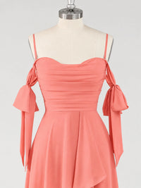 A-Line Ruffles Chiffon Bridesmaid Dress with Slit