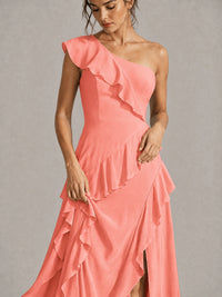 Sage Green One Shoulder Ruffle Bridesmaid Dress