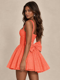 Sweetheart Glitter Tulle Puffy Mini Dress with Bow