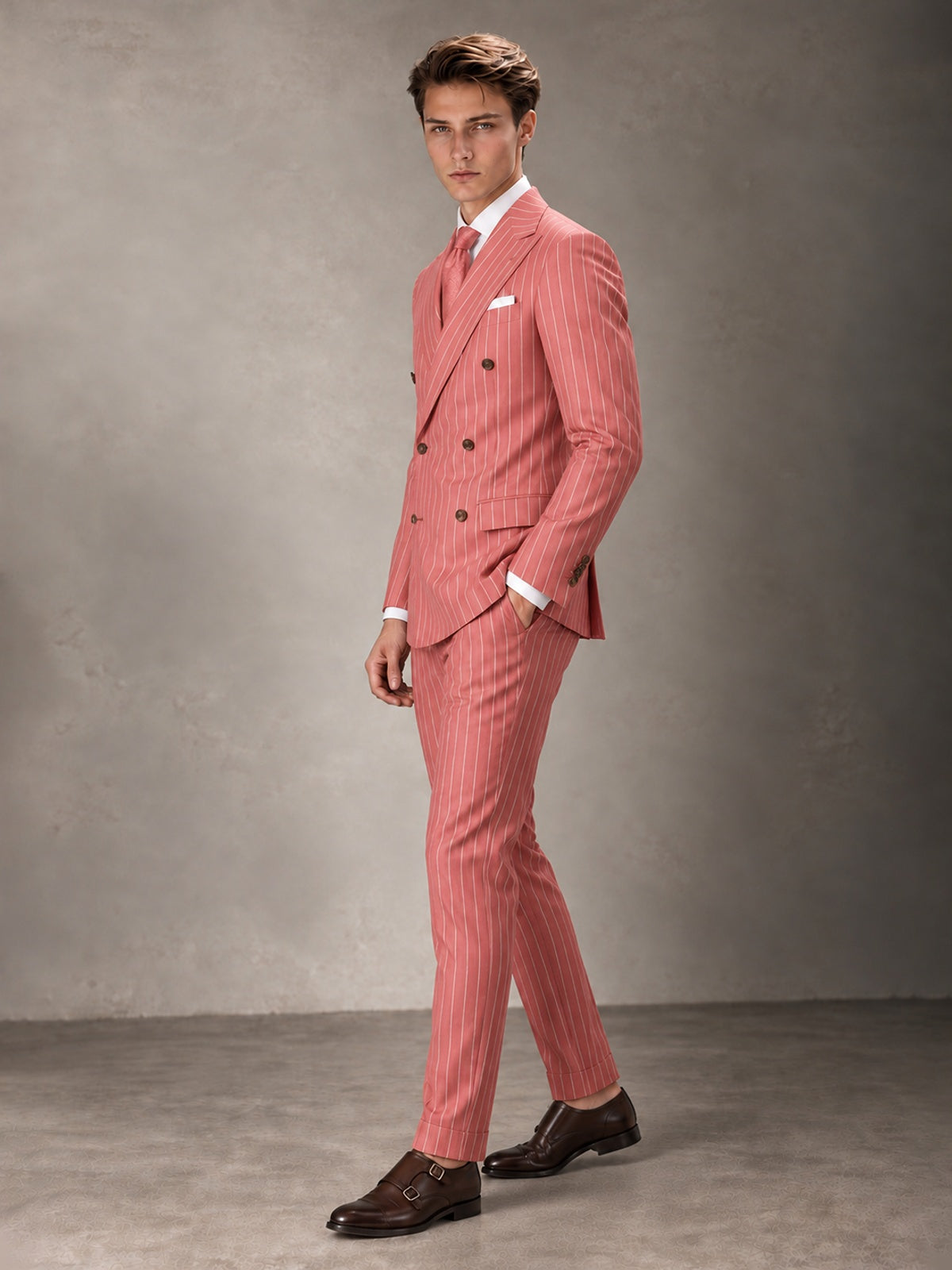 Double Breasted Pinstripe Men's Suit 2 Piece (Jacket & Pants) for Wedding & Formal Prom