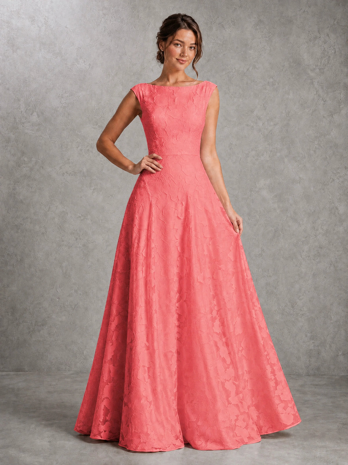 Blush Pink Lace Applique A-Line Bridesmaid Dress