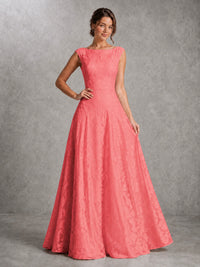 Blush Pink Lace Applique A-Line Bridesmaid Dress